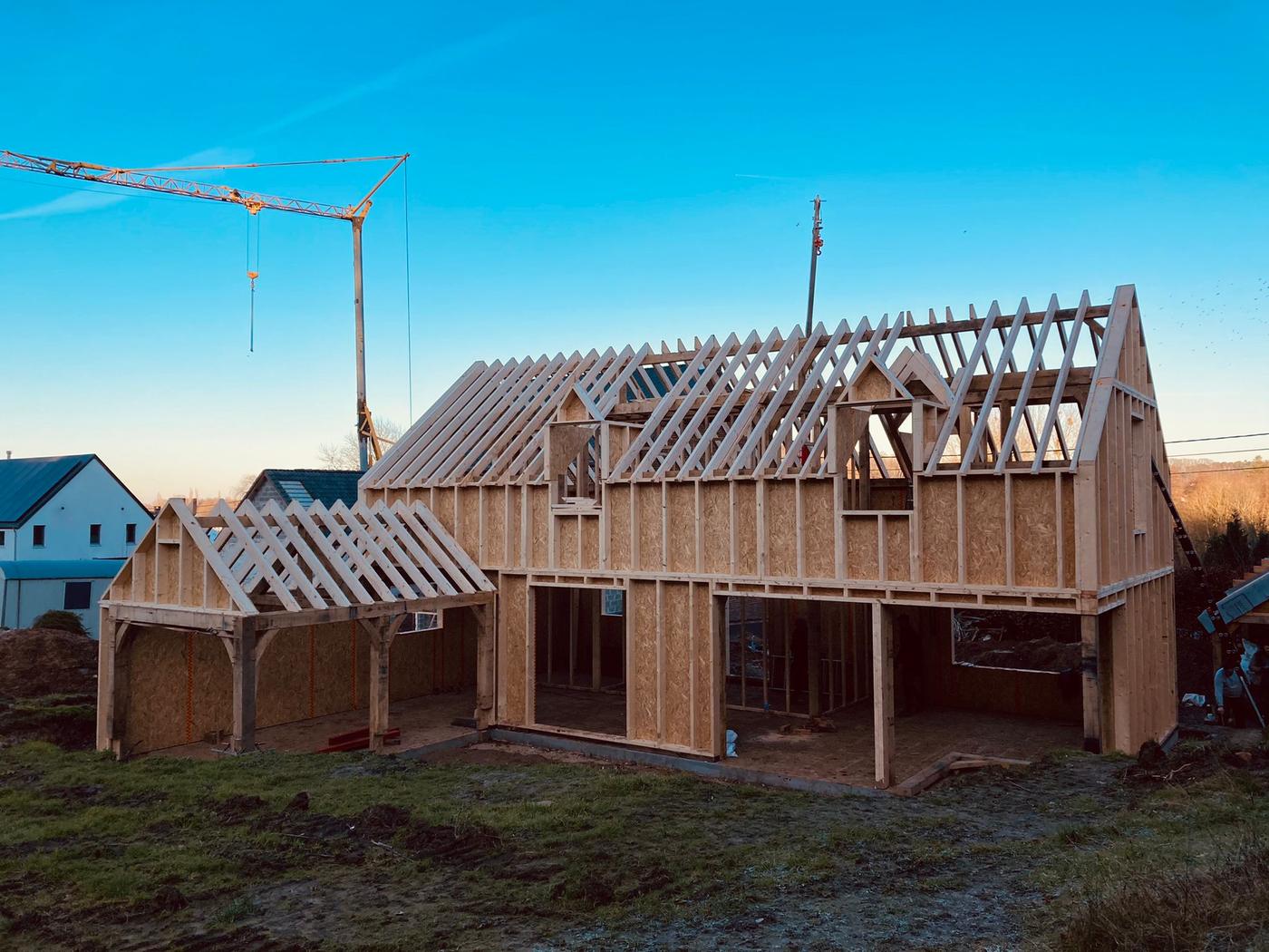 Maison à ossature bois et charpente de chêne — Grez-Doiceau — étape 2