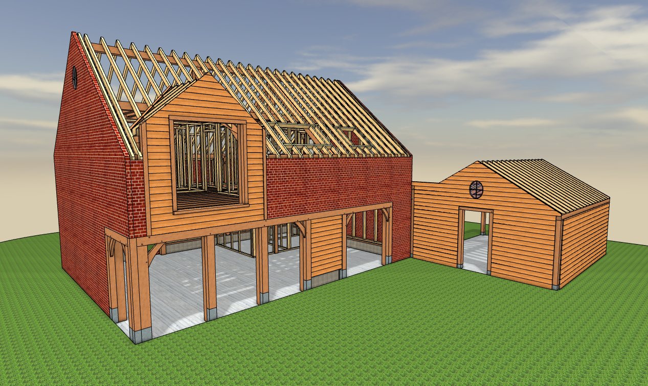 Dessin du bureau d'étude — Maison à ossature chêne — Chaumont-Gistoux